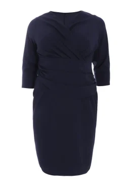 Quiz Wrap Dresses|Wedding Guest Dresses>Curve Navy Scuba Midi Dress