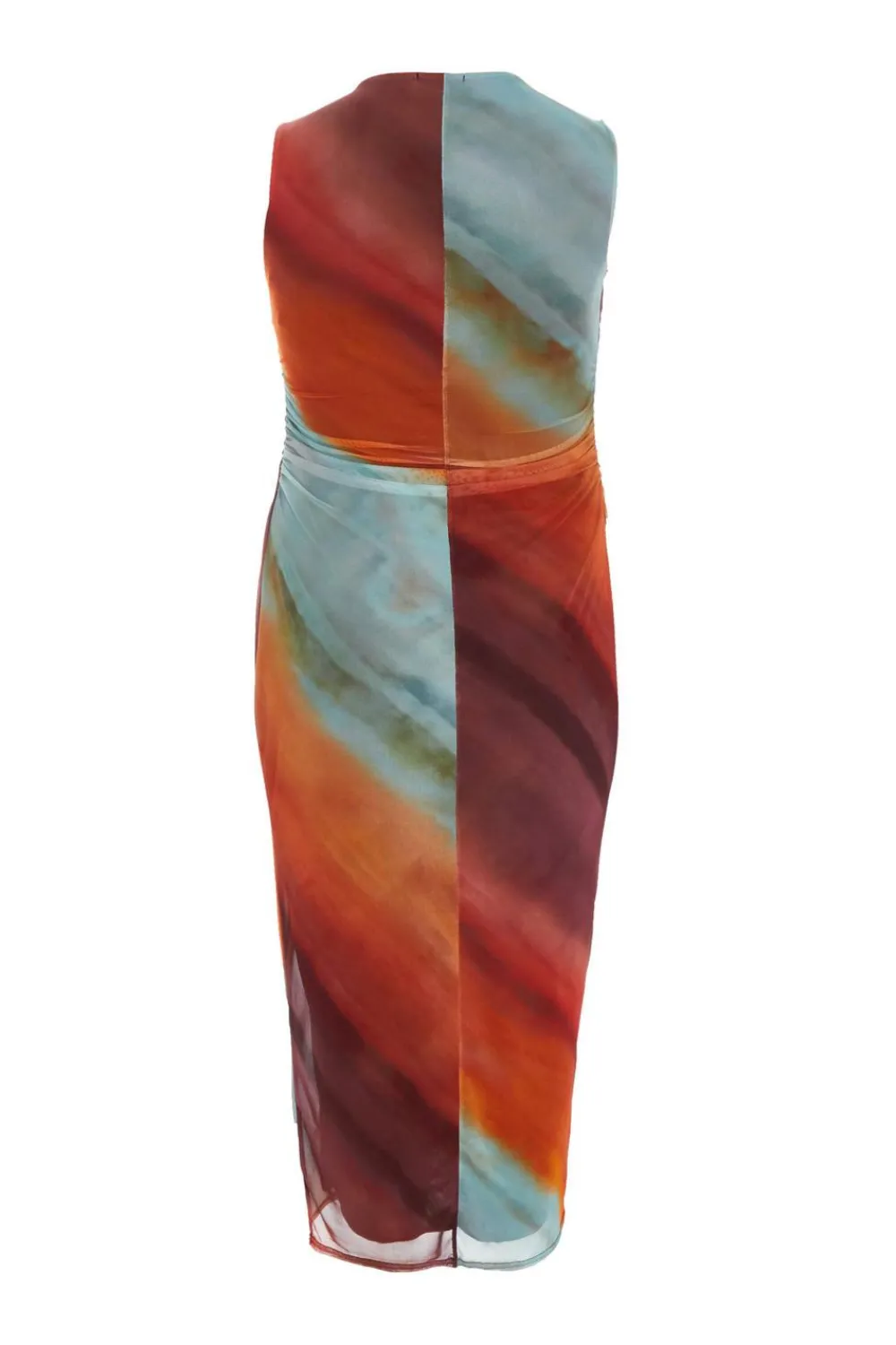 Quiz Summer Clothes|Holiday>Curve Orange Ombre Print Ruched Midaxi Dress