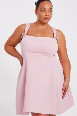 Quiz Day At The Races|Dresses>Curve Pink A-Line Mini Dress