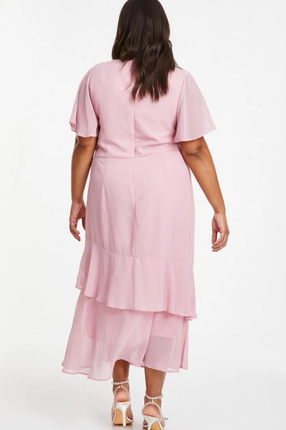 Quiz Wedding Guest Dresses|Pink Dresses>Curve Pink Chiffon Midaxi Dress