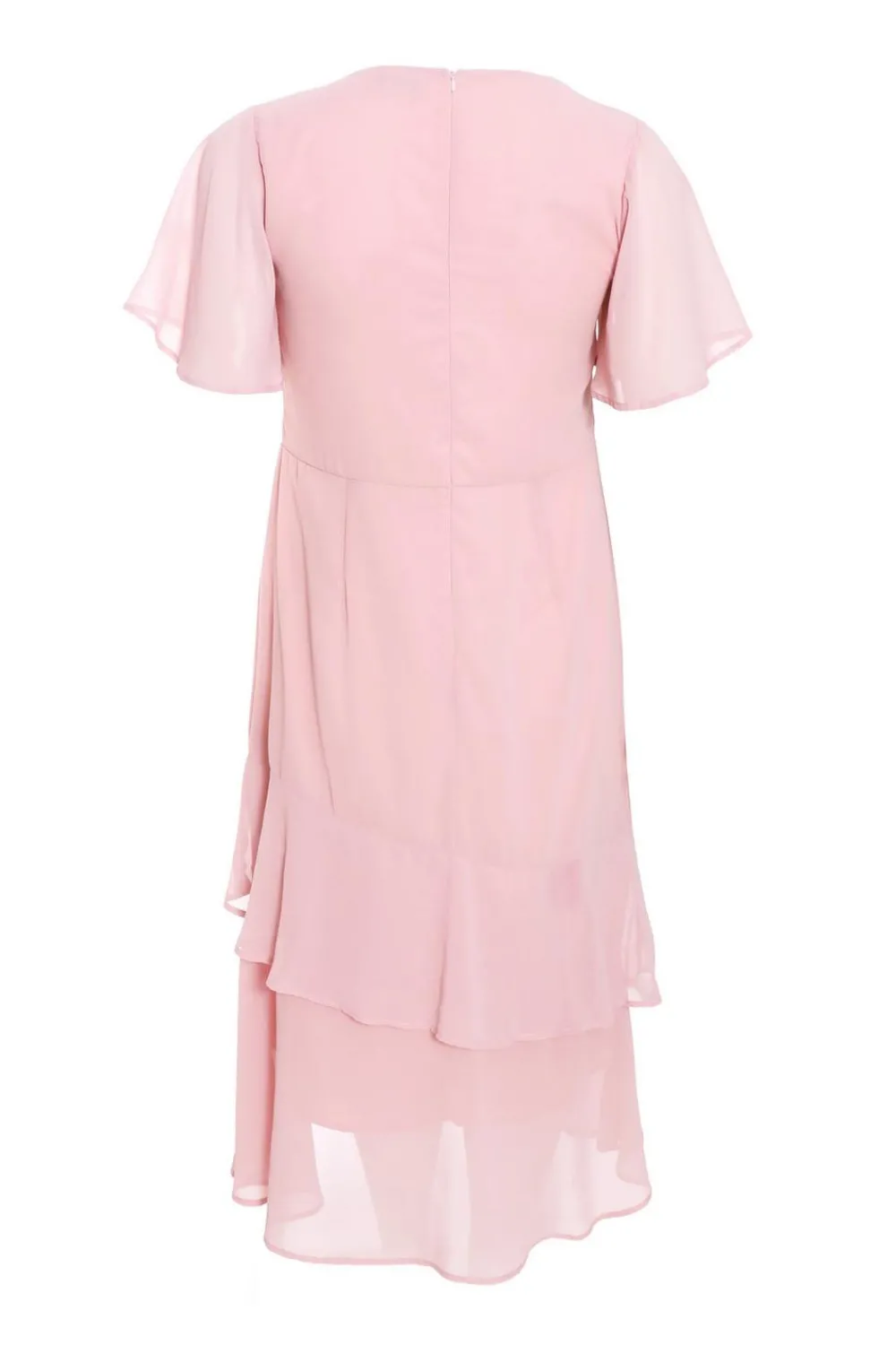 Quiz Wedding Guest Dresses|Pink Dresses>Curve Pink Chiffon Midaxi Dress