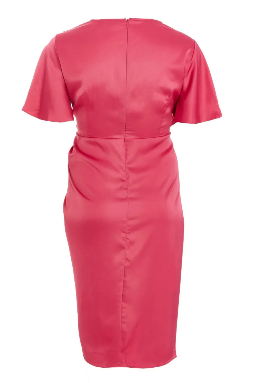 Quiz Wedding Guest Dresses|Summer Dresses>Curve Raspberry Satin Wrap Midi Dress