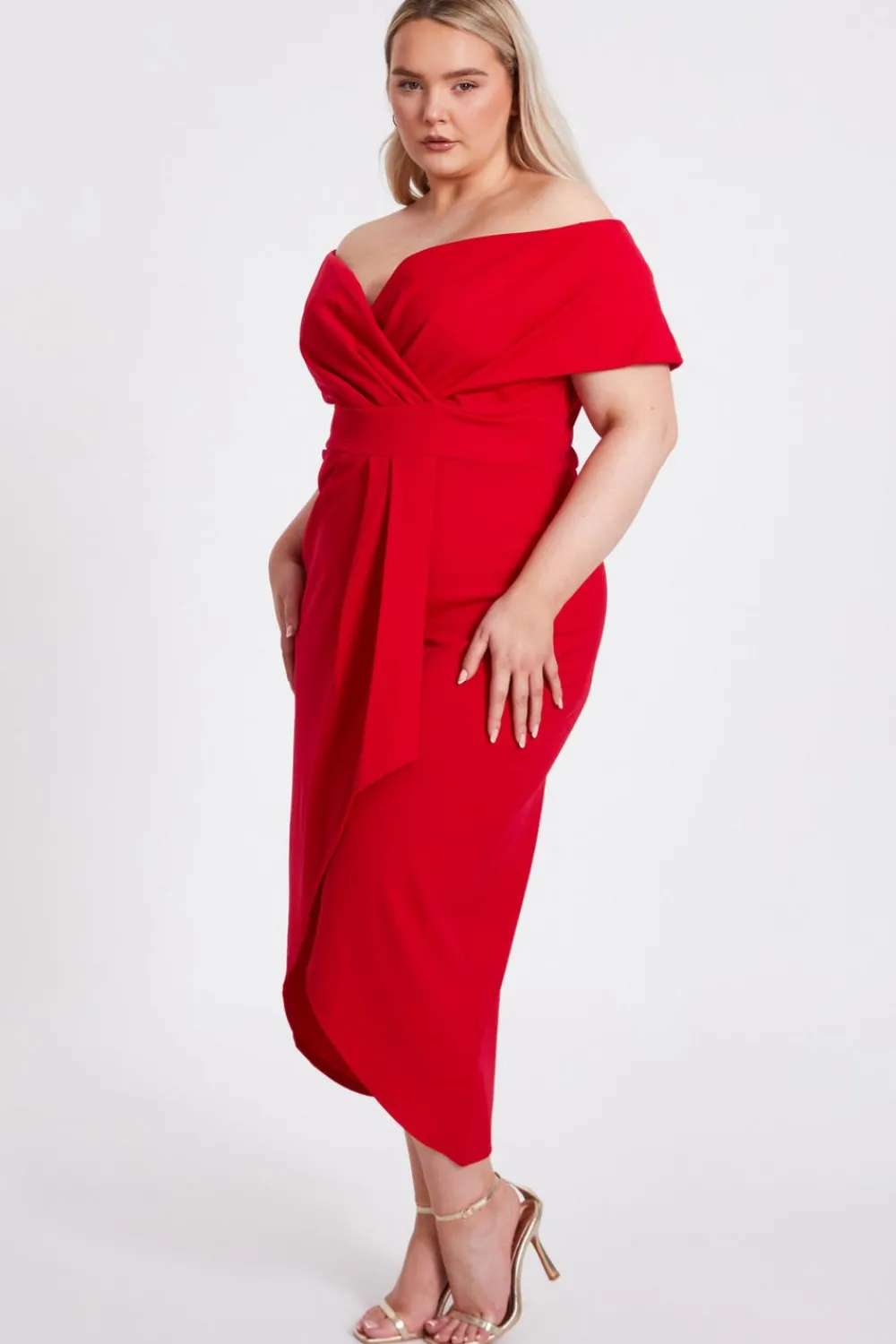 Quiz Evening Dresses|Christening Guest>Curve Bardot Midi Dress