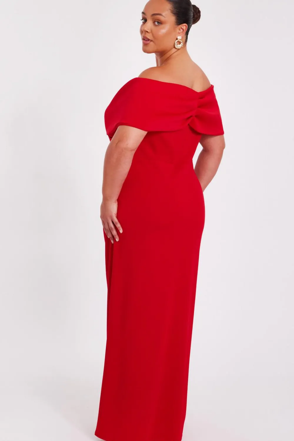 Quiz Prom Dresses|Prom & Ball>Curve Red Bardot Wrap Maxi Dress