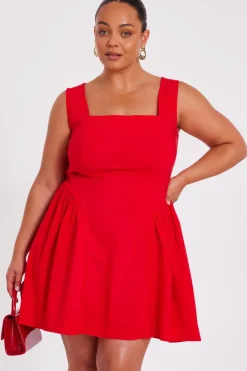 Quiz Trending: Red|Summer Clothes>Curve Drop Waist Mini Dress