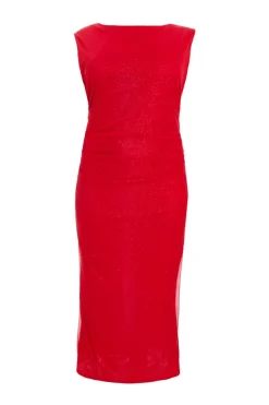 Quiz Trending: Red|Red Dresses>Curve Red Glitter Mesh Midaxi Dress