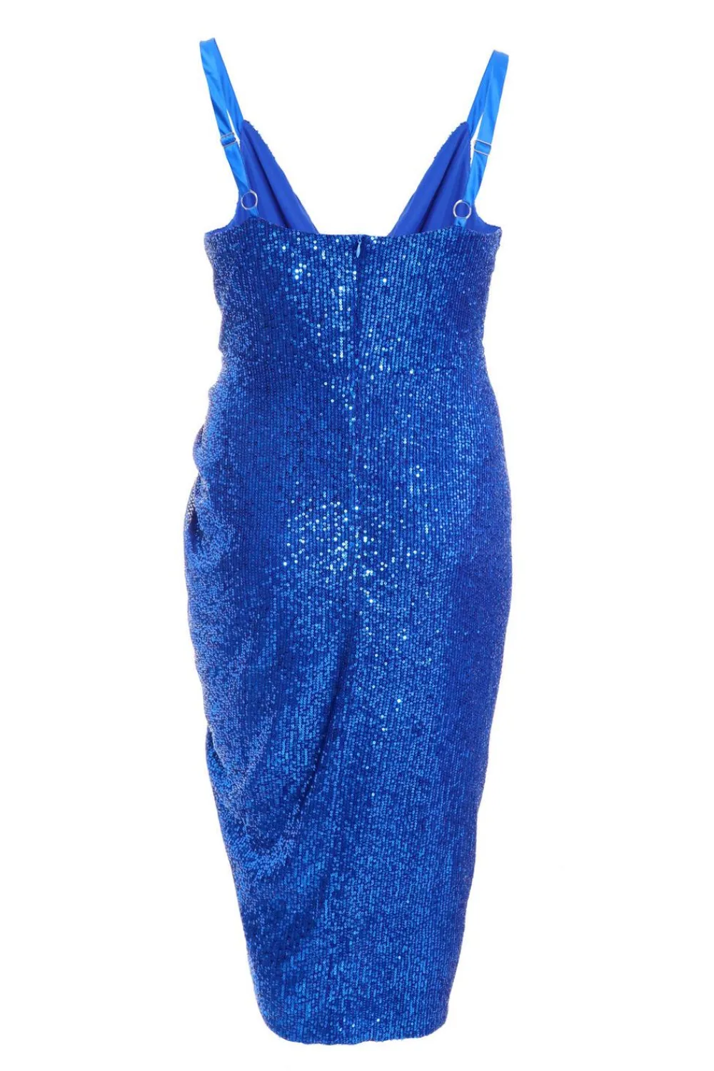 Quiz Wrap Dresses|Royal Blue Dresses>Curve Royal Blue Sequin Ruched Midi Dress