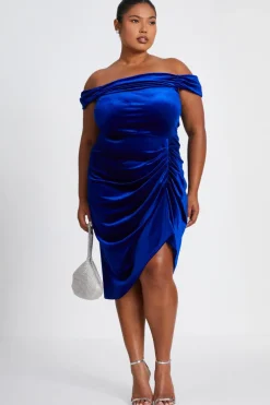 Quiz Evening Dresses|Wrap Dresses>Curve Velvet Ruched Midi Dress