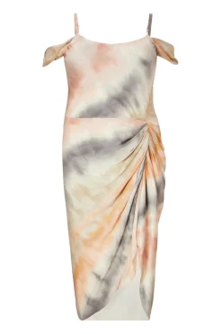 Quiz Summer Clothes|Going Out>Curve Satin Marble Print Midi Dress