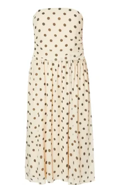 Quiz Day At The Races|Christening Guest>Curve Stone Chiffon Polka Dot Midi Dress