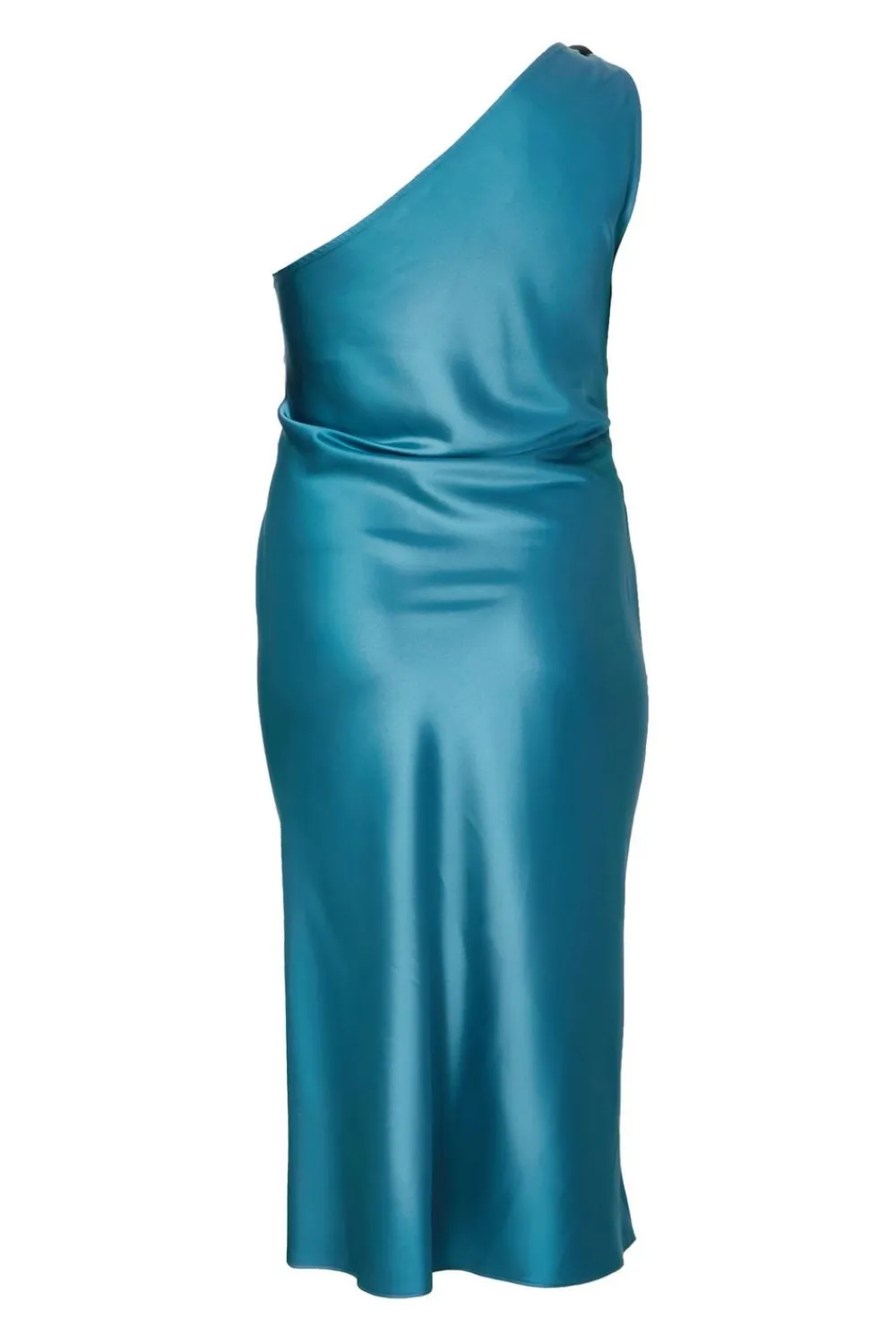 Quiz Evening Dresses|Day At The Races>Curve Teal Satin One Shoulder Midaxi Dress
