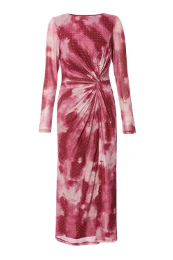 Quiz Day At The Races|Modest>Dark Pink Marble Print Midaxi Dress