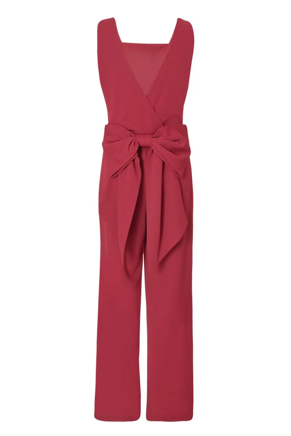 Quiz Day At The Races|Christening Guest>Dark Red Bow Back Jumpsuit