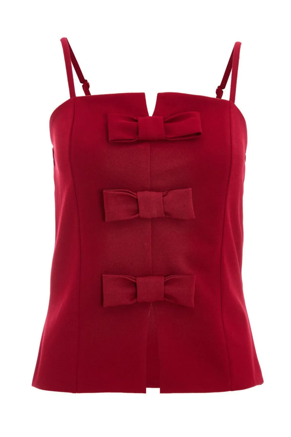 Quiz Going Out Tops|Crop Tops>Dark Red Bow Front Top
