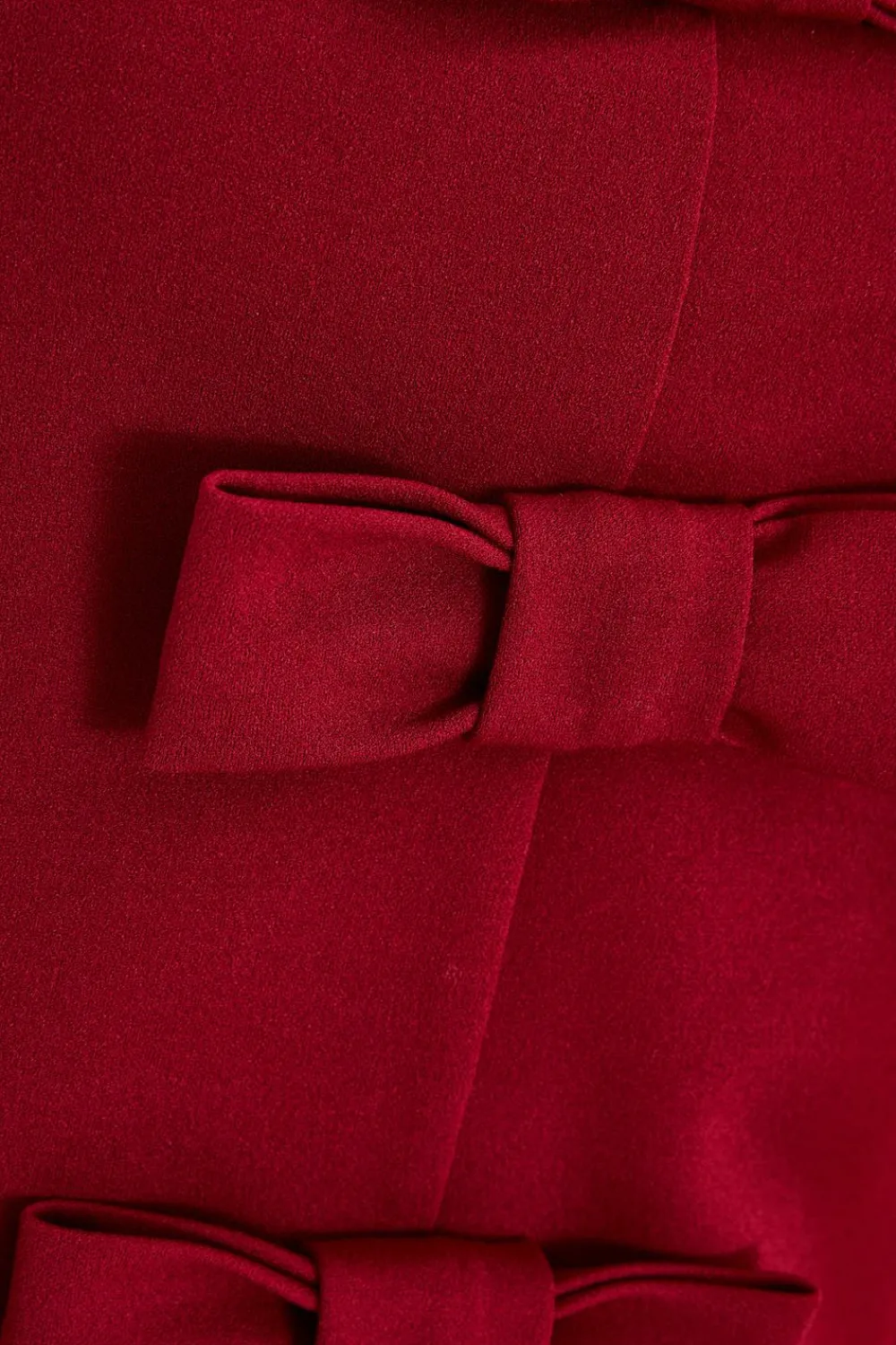 Quiz Going Out Tops|Crop Tops>Dark Red Bow Front Top