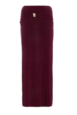 Quiz Trending: Red|Skirts>Dark Red Buckle Detail Maxi Skirt