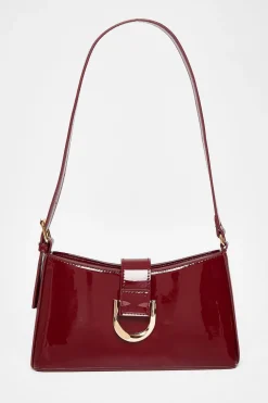 Quiz Bags>Dark Red Buckle Detail Shoulder Bag