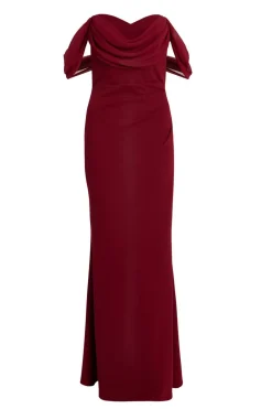 Quiz Prom Dresses|Prom & Ball>Dark Red Chiffon Bardot Maxi Dress