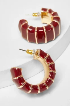 Quiz Jewellery|Holiday Accessories>Dark Red Chunky Hoop Earrings
