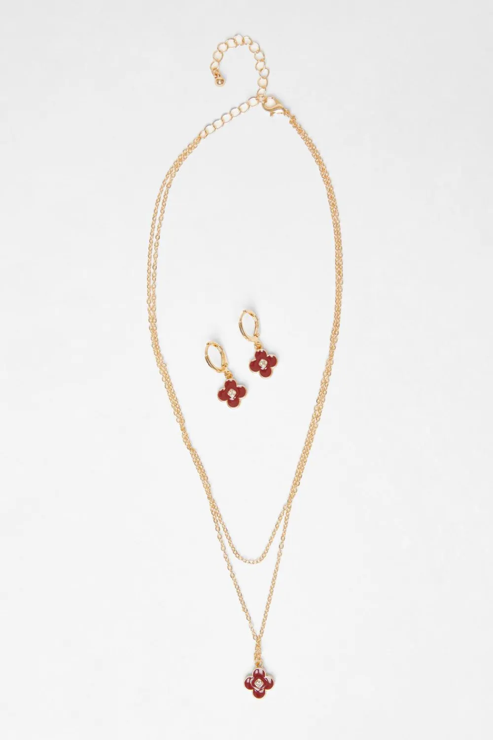 Quiz Jewellery Sets|Jewellery>Dark Red Clover Jewellery Set