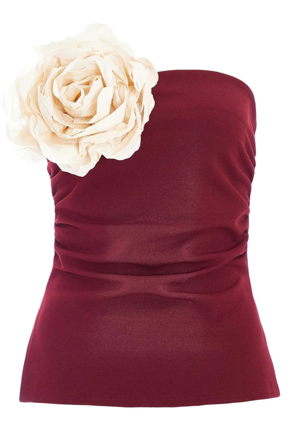 Quiz Going Out Tops|Trending: Red>Dark Red Corsage Bandeau Top