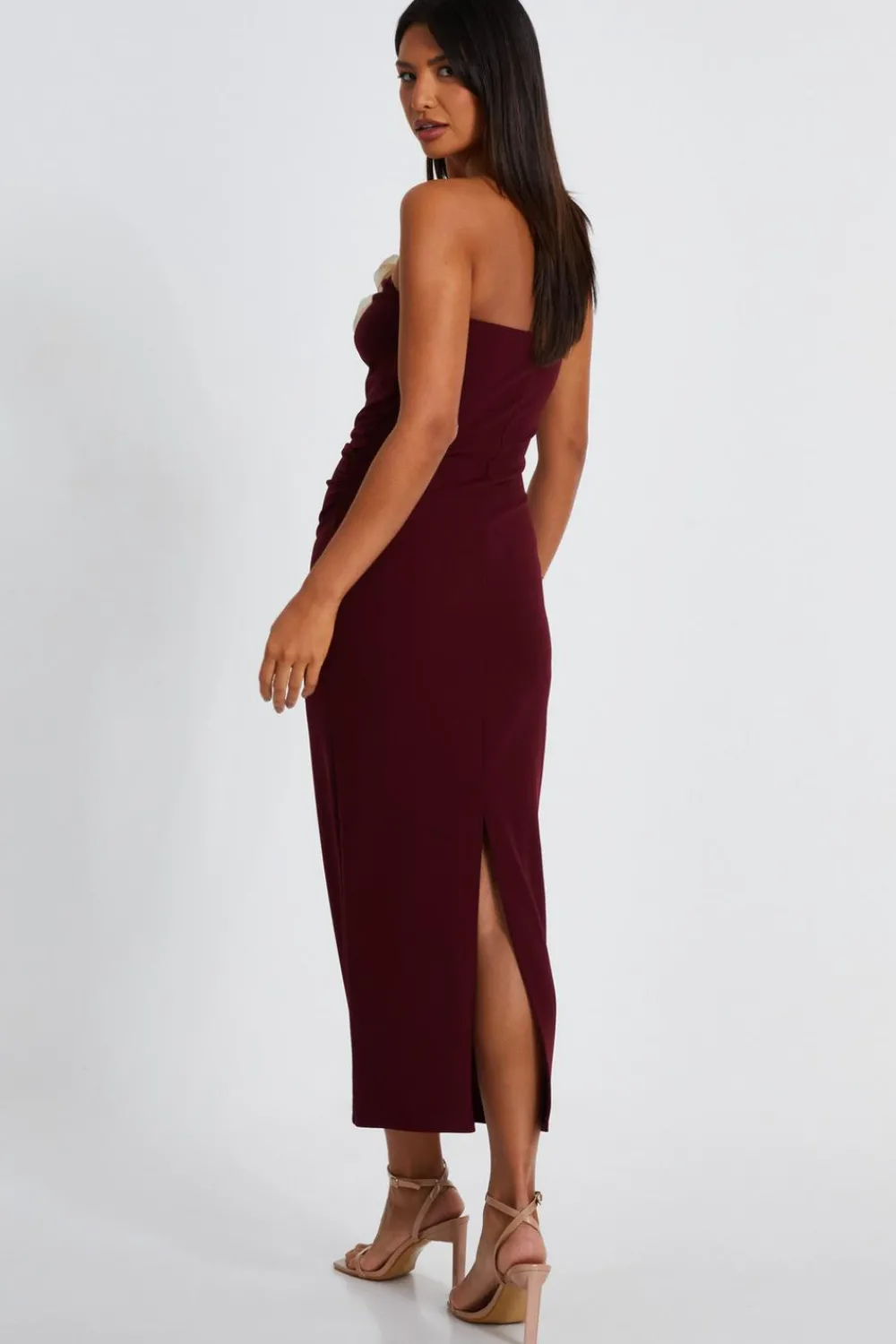 Quiz Prom & Ball|Evening Dresses>Dark Red Corsage Midaxi Dress
