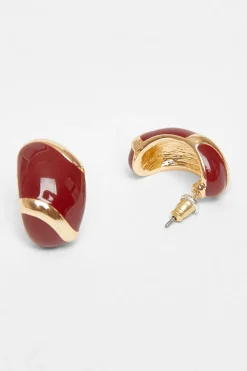 Quiz Jewellery|Holiday Accessories>Dark Red Enamel Stud Earrings