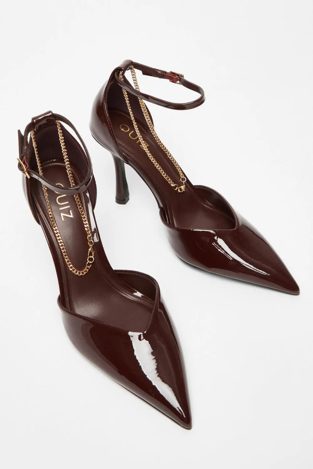 Quiz Shoe & Bag Sets|Heels>Dark Red Faux Leather Court Heels