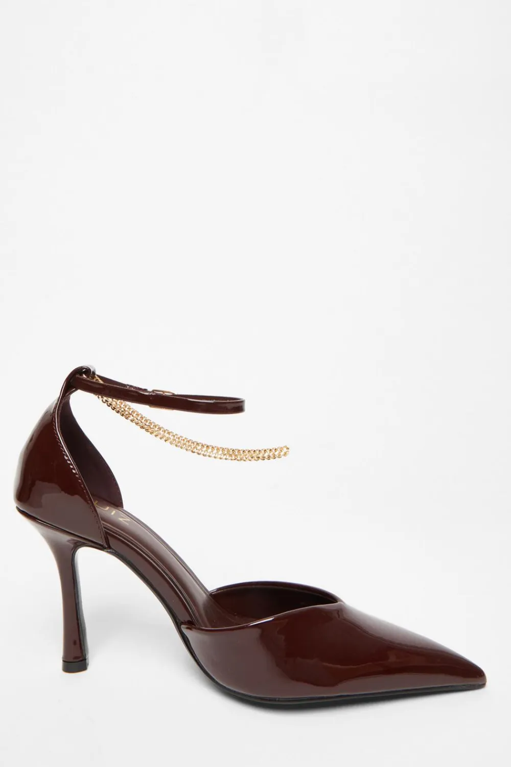 Quiz Shoe & Bag Sets|Heels>Dark Red Faux Leather Court Heels
