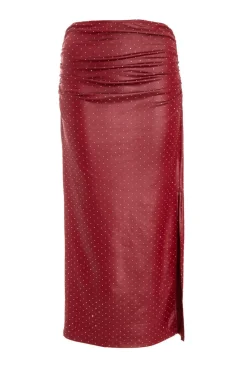 Quiz Trending: Red|Skirts>Dark Red Faux Leather Midaxi Skirt