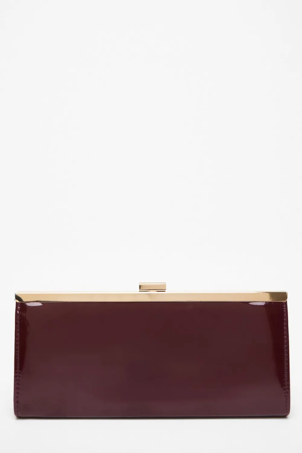 Quiz Bags|Shoe & Bag Sets>Dark Red Faux Leather Patent Clutch