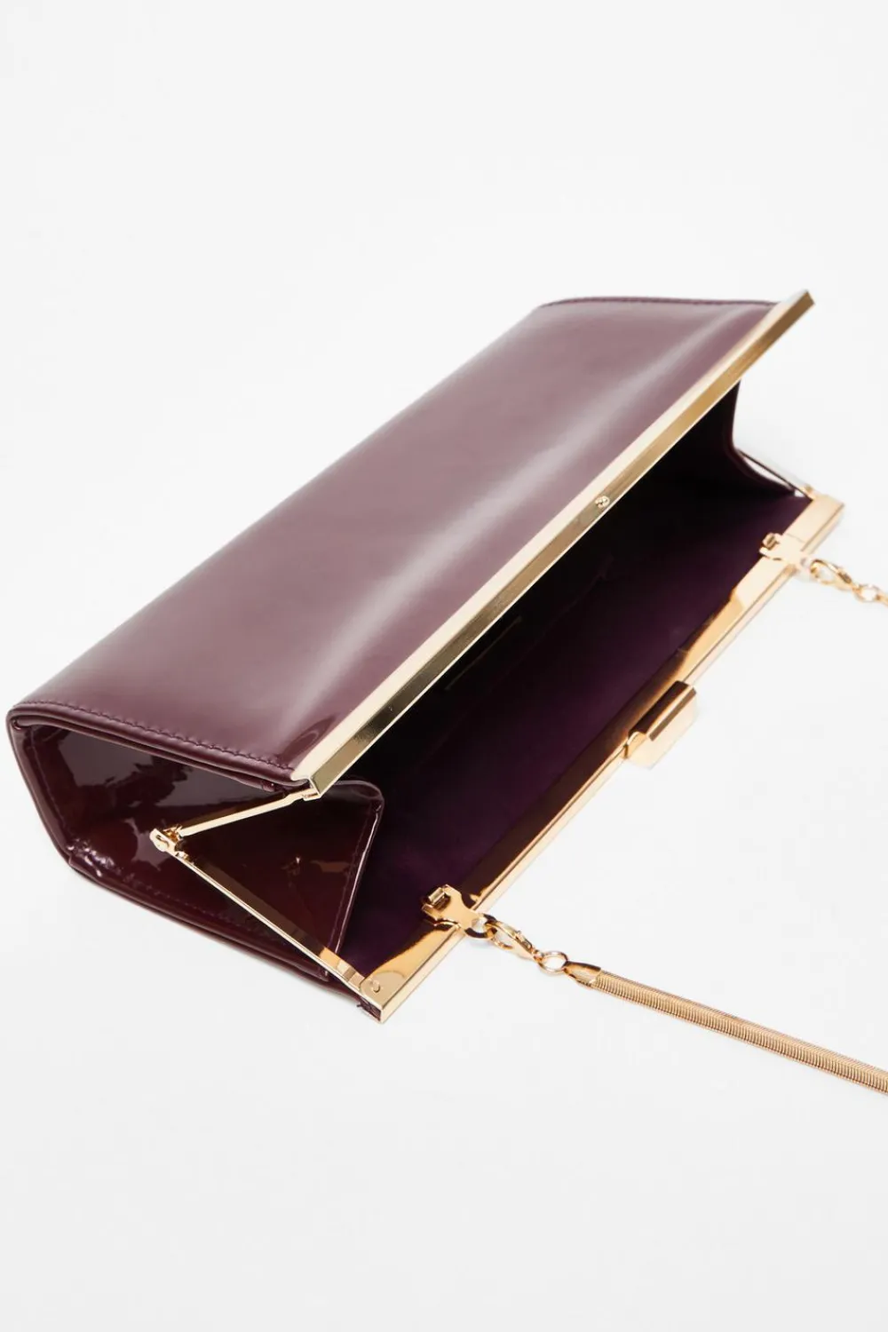 Quiz Bags|Shoe & Bag Sets>Dark Red Faux Leather Patent Clutch