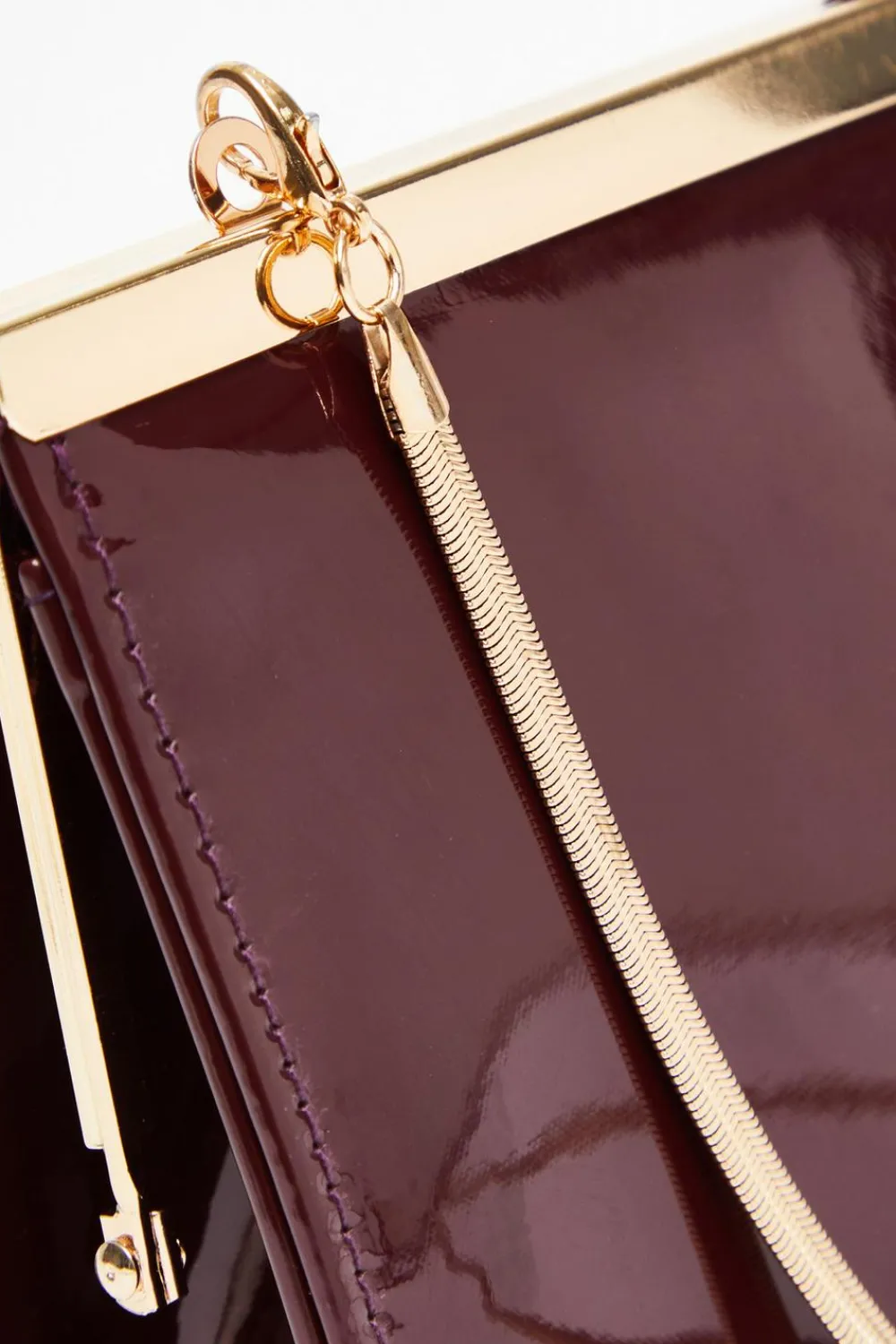 Quiz Bags|Shoe & Bag Sets>Dark Red Faux Leather Patent Clutch