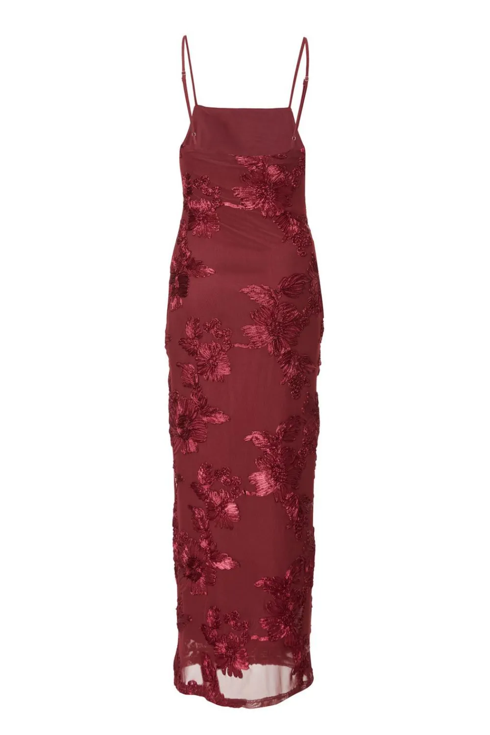 Quiz Christening Guest|Trending: Red>Dark Red Floral Applique Midaxi Dress