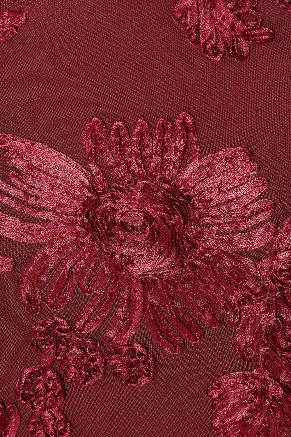 Quiz Christening Guest|Trending: Red>Dark Red Floral Applique Midaxi Dress