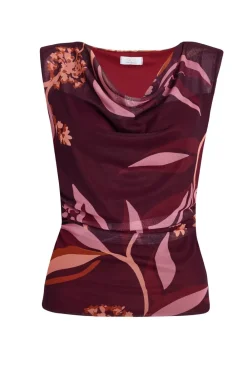 Quiz Going Out Tops|Trending: Red>Dark Red Floral Cowl Neck Top
