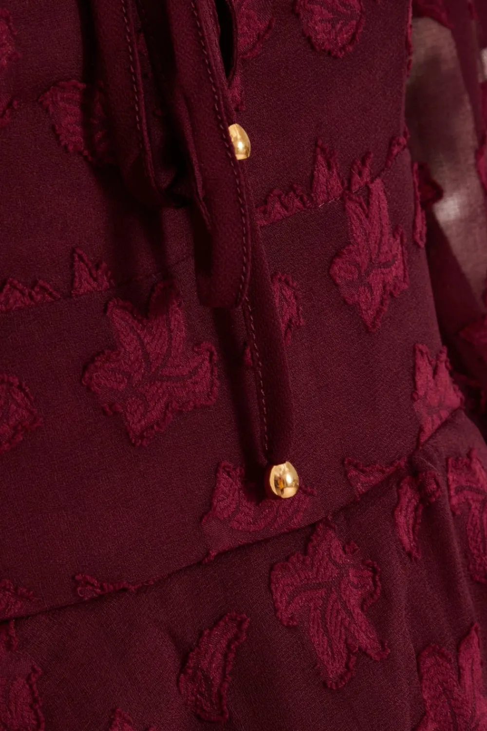 Quiz Trending: Red|Summer Clothes>Dark Red Floral Jacquard Tiered Playsuit