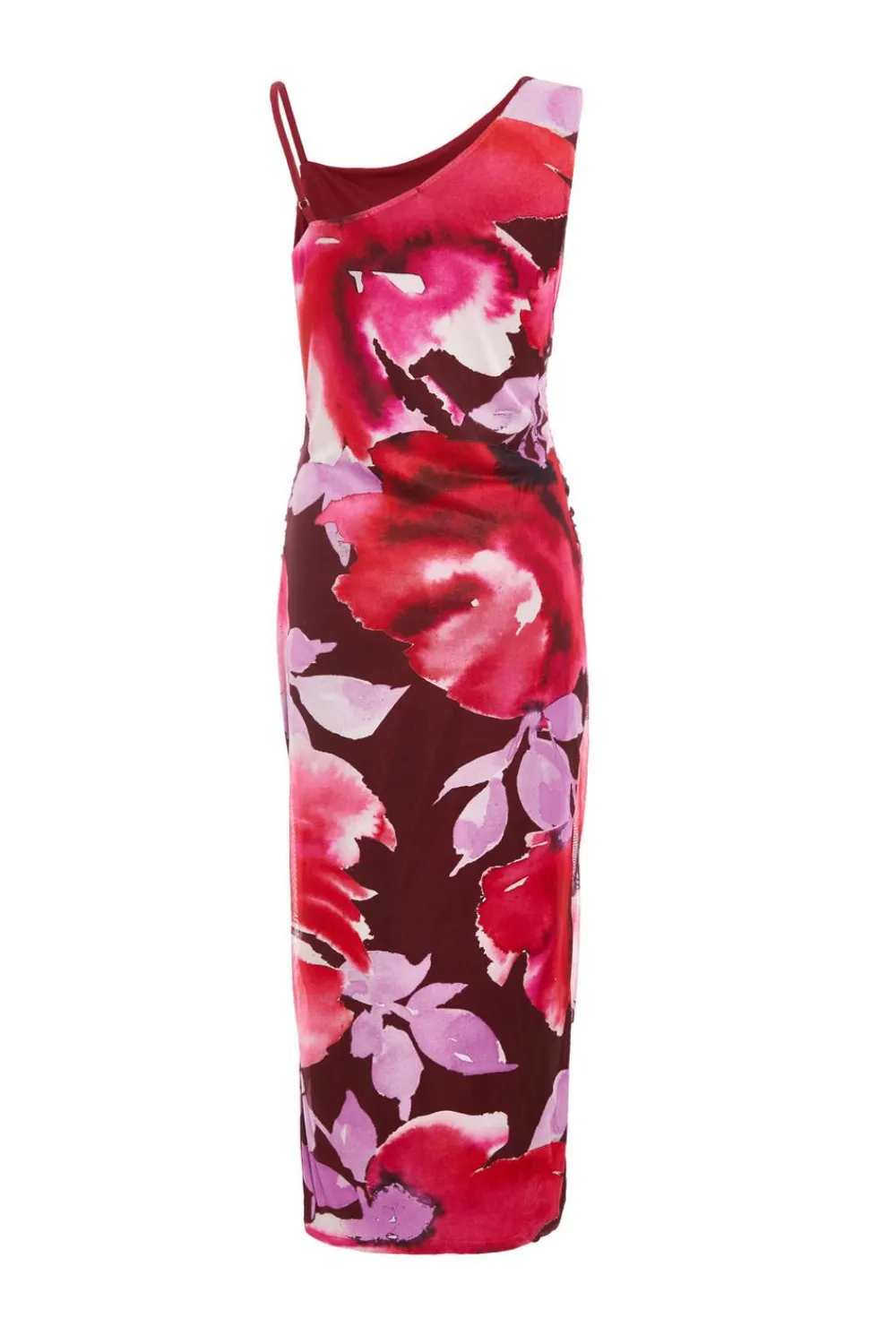 Quiz Florals|Wedding Guest Dresses>Dark Red Floral Midi Dress