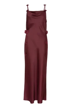Quiz Evening Dresses|Day At The Races>Dark Red Floral Trim Midaxi Dress
