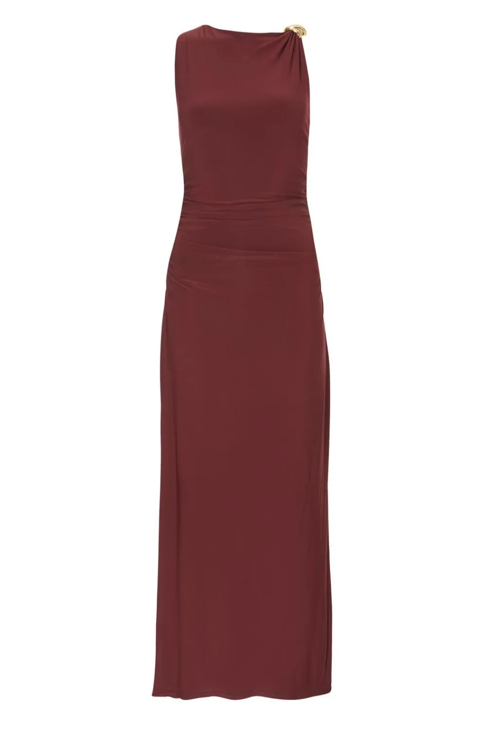 Quiz Day At The Races|Christening Guest>Dark Red Gold Buckle Midaxi Dress