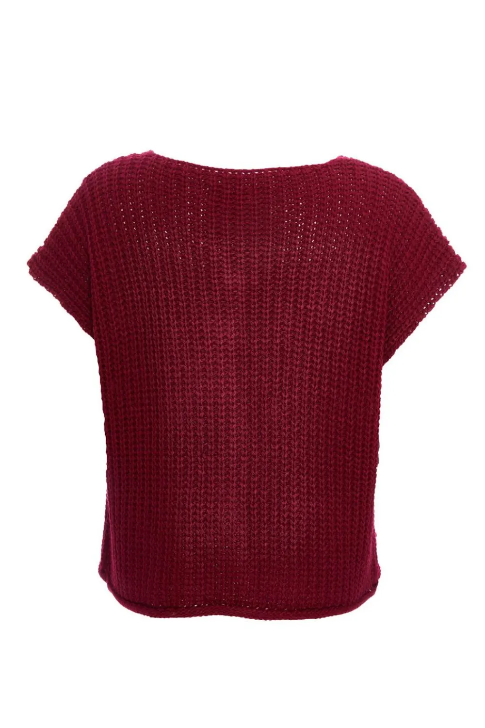 Quiz Trending: Red|Knitwear>Dark Red Knit Sleeveless Cardigan