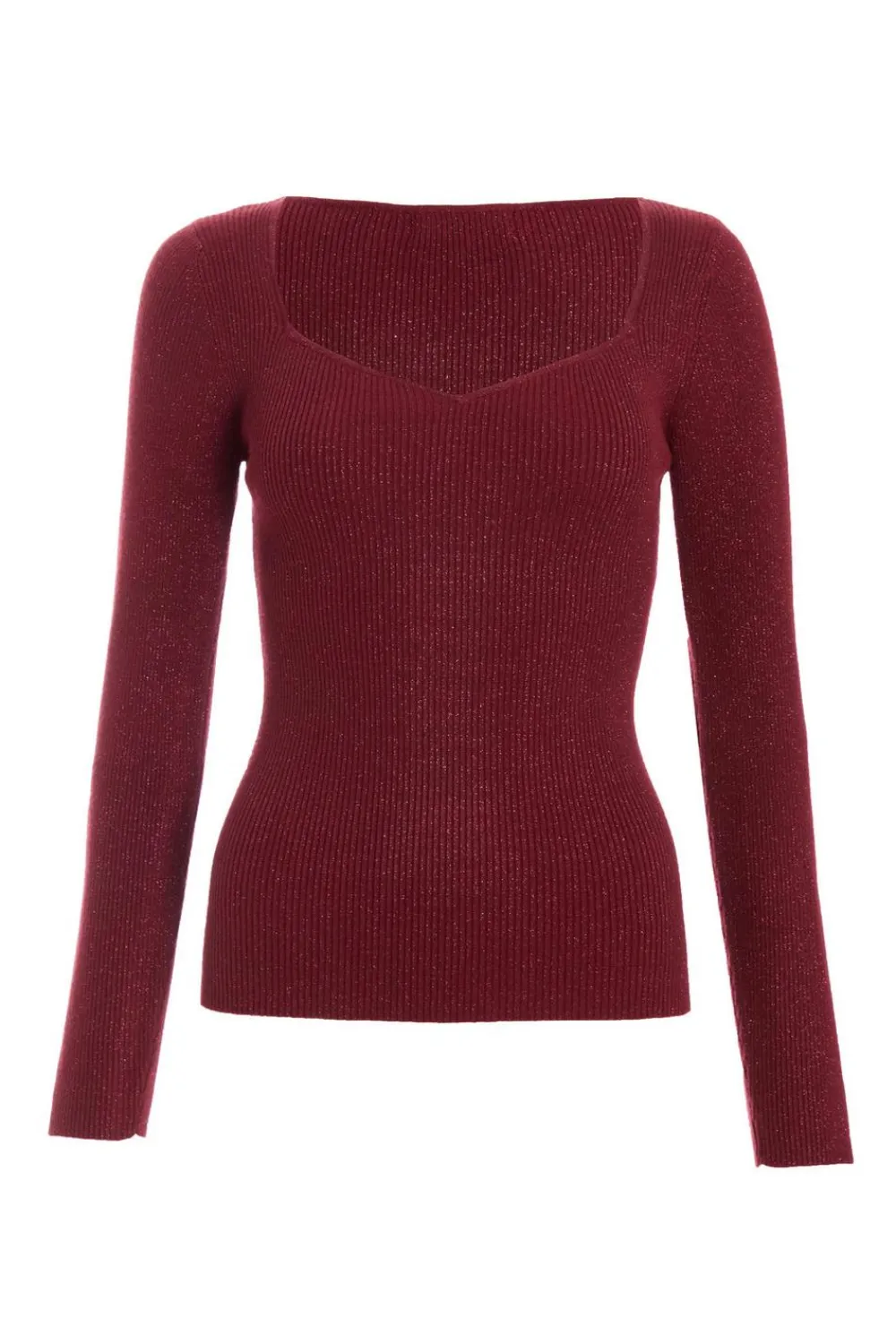 Quiz Trending: Red|Knitwear>Dark Red Metallic Glitter Jumpper