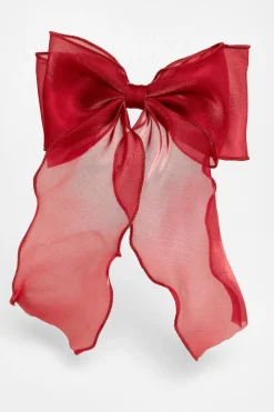 Quiz Hair Accessories>Dark Red Organza Hair Bow