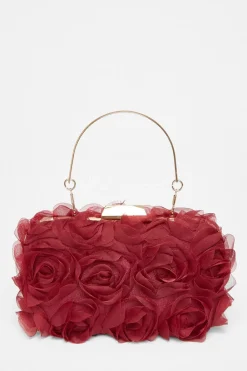 Quiz Wedding Accessories|Bags>Dark Red Organza Rose Box Bag