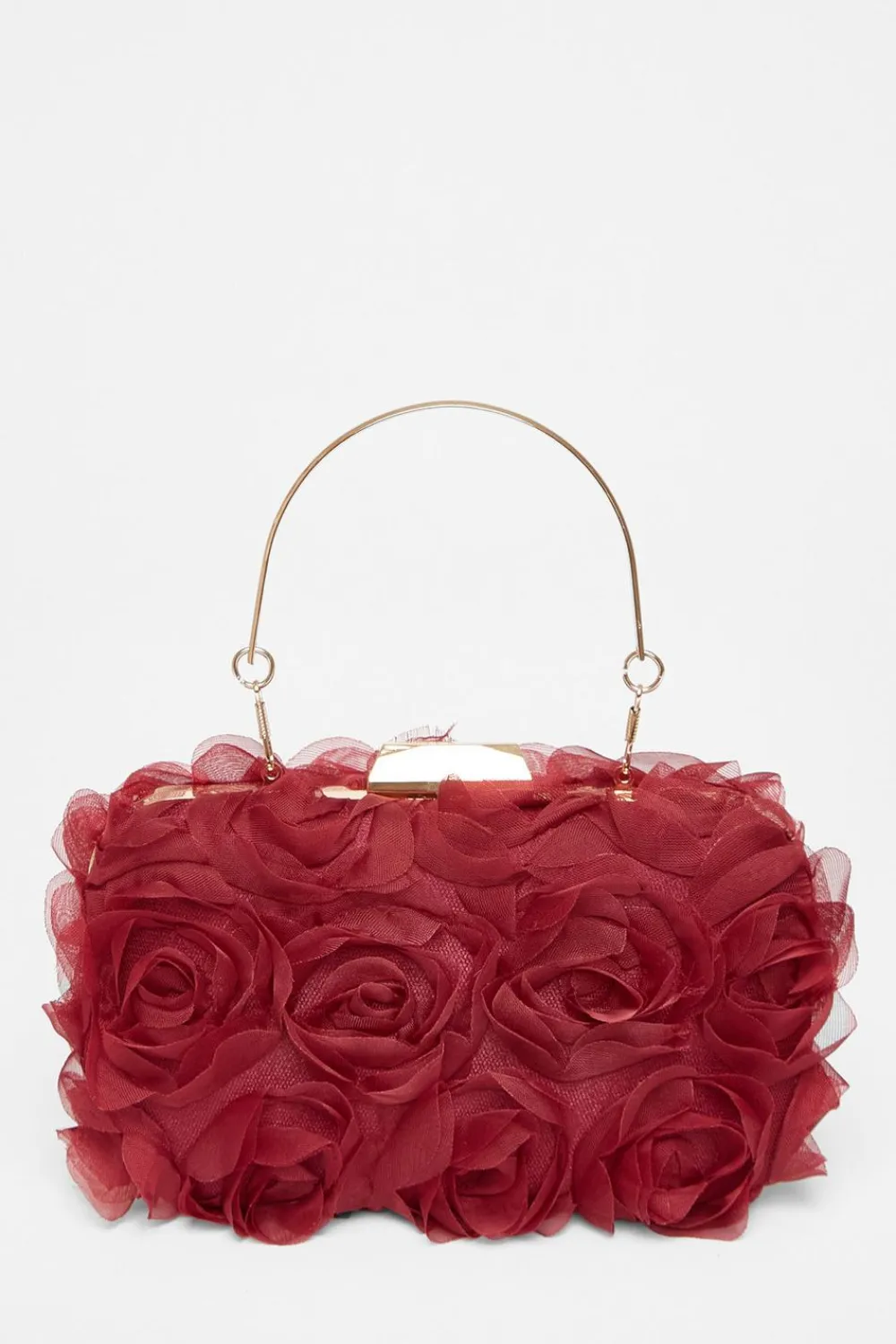 Quiz Wedding Accessories|Bags>Dark Red Organza Rose Box Bag