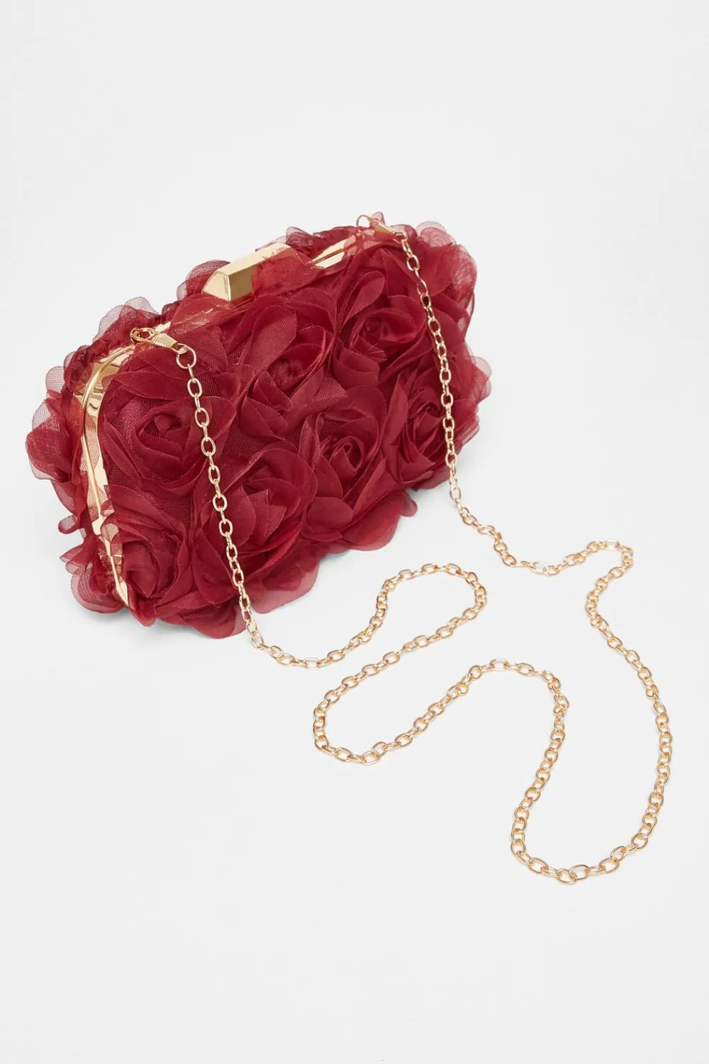 Quiz Wedding Accessories|Bags>Dark Red Organza Rose Box Bag