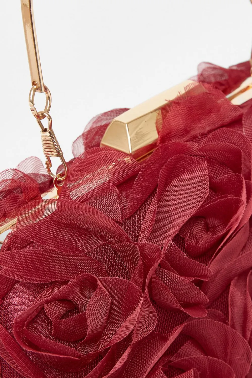 Quiz Wedding Accessories|Bags>Dark Red Organza Rose Box Bag