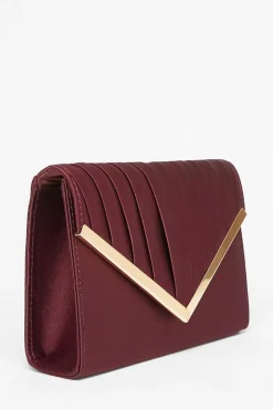 Quiz Wedding Accessories|Bags>Dark Red Pleated Clutch Bag