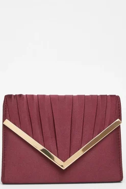 Quiz Wedding Accessories|Bags>Dark Red Pleated Clutch Bag