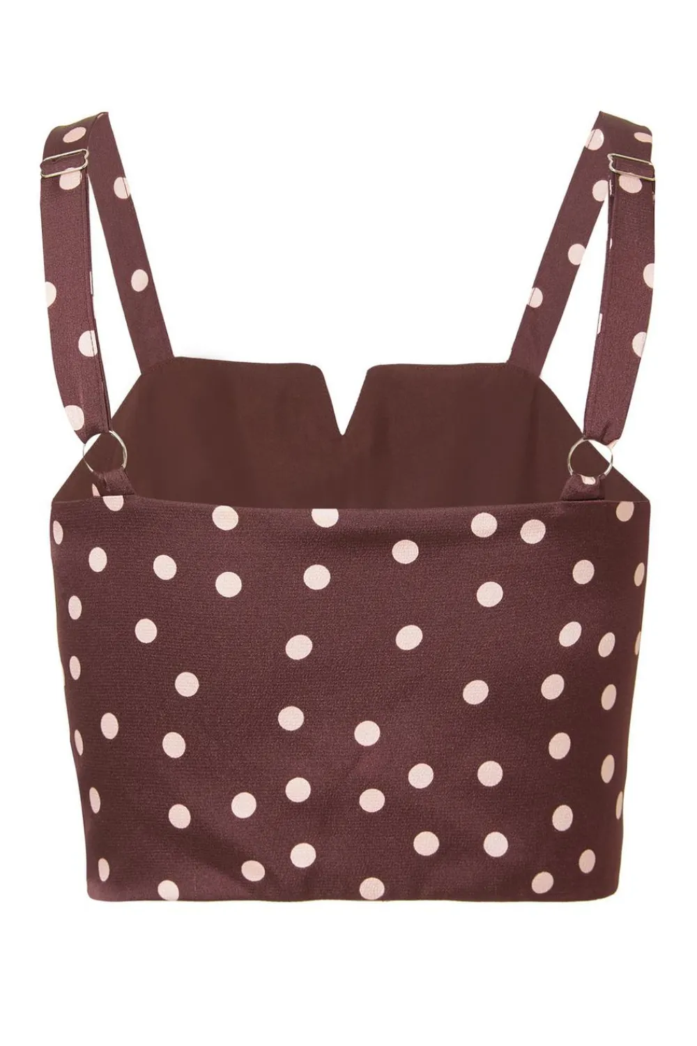 Quiz Going Out Tops|Crop Tops>Dark Red Polka Dot Crop Top